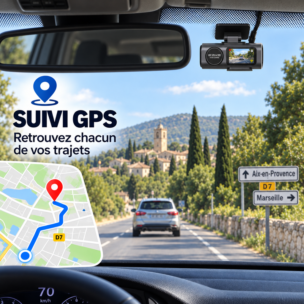 Dash Cam 4K UHD Recording Car Camera DVR Night Vision Video Recorder Built-In Wi-Fi Support GPS 24H Parking