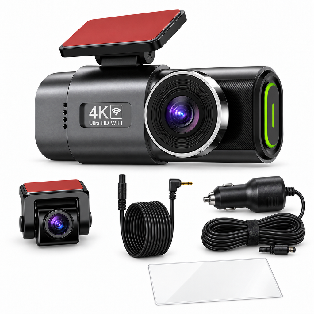 Dash Cam 4K UHD Recording Car Camera DVR Night Vision Video Recorder Built-In Wi-Fi Support GPS 24H Parking