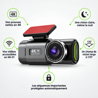 Dash Cam 4K UHD Recording Car Camera DVR Night Vision Video Recorder Built-In Wi-Fi Support GPS 24H Parking