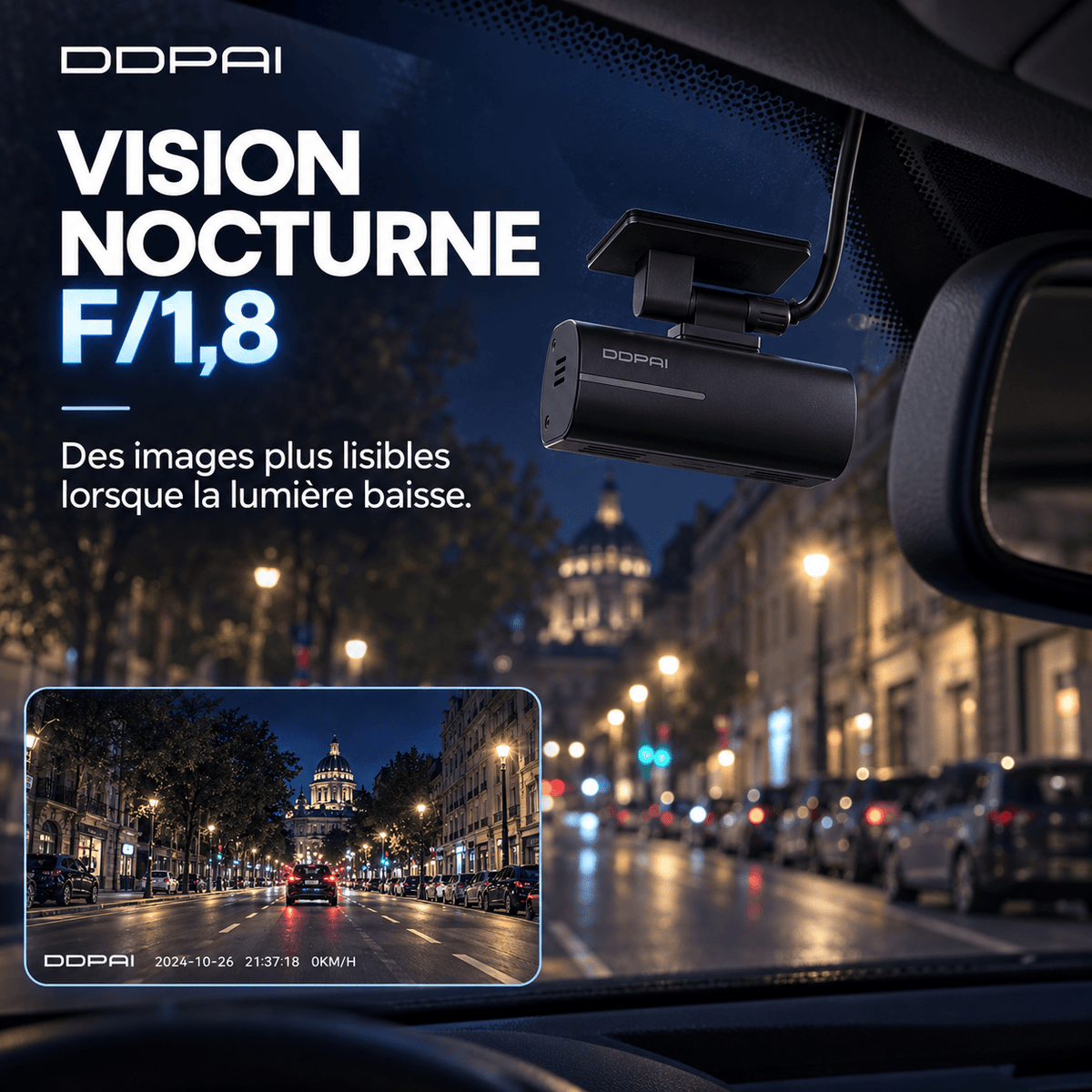 Vexaze Dashcam DDPAI N1 Dual 1296p – Avant et Arrière