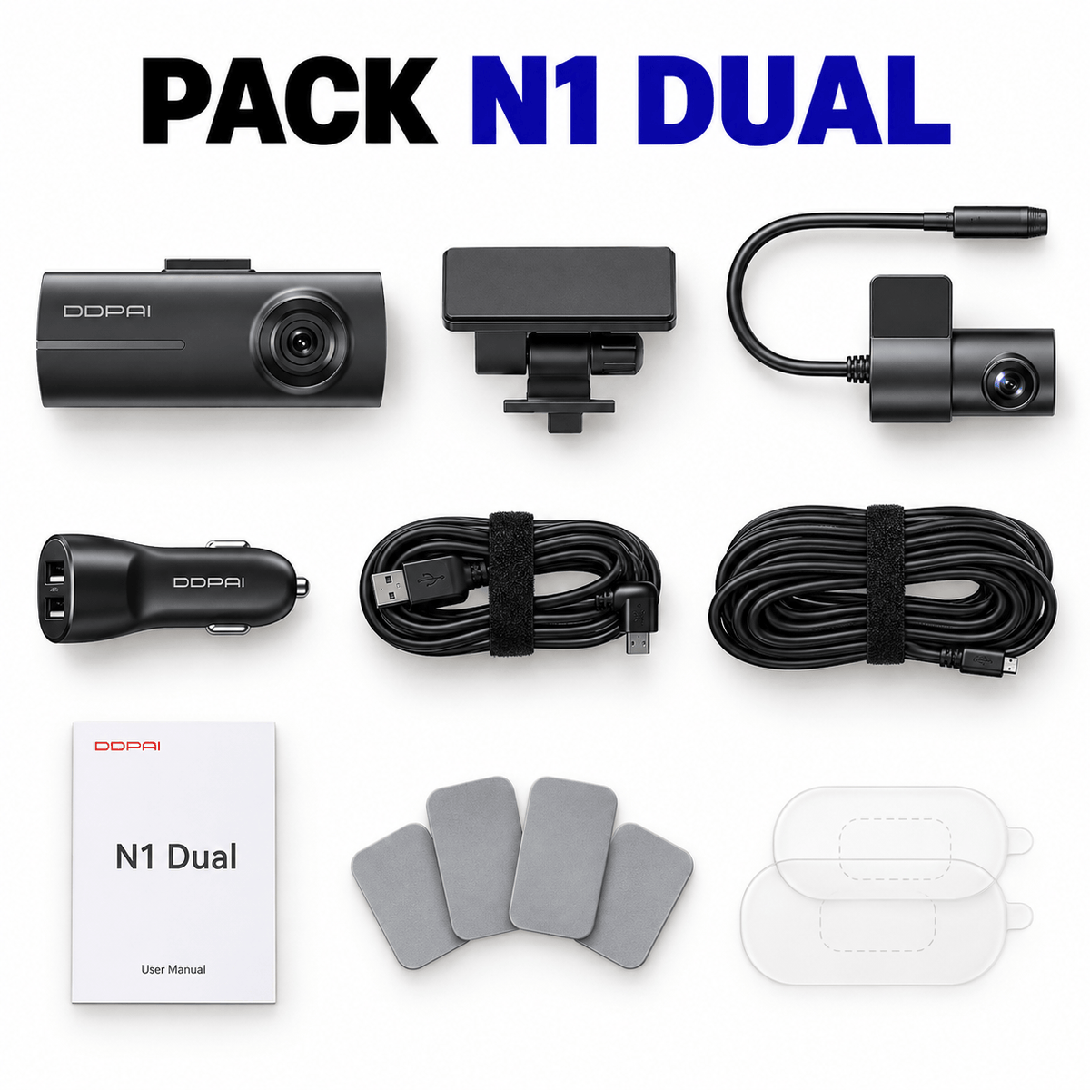 Vexaze Dashcam DDPAI N1 Dual 1296p – Avant et Arrière