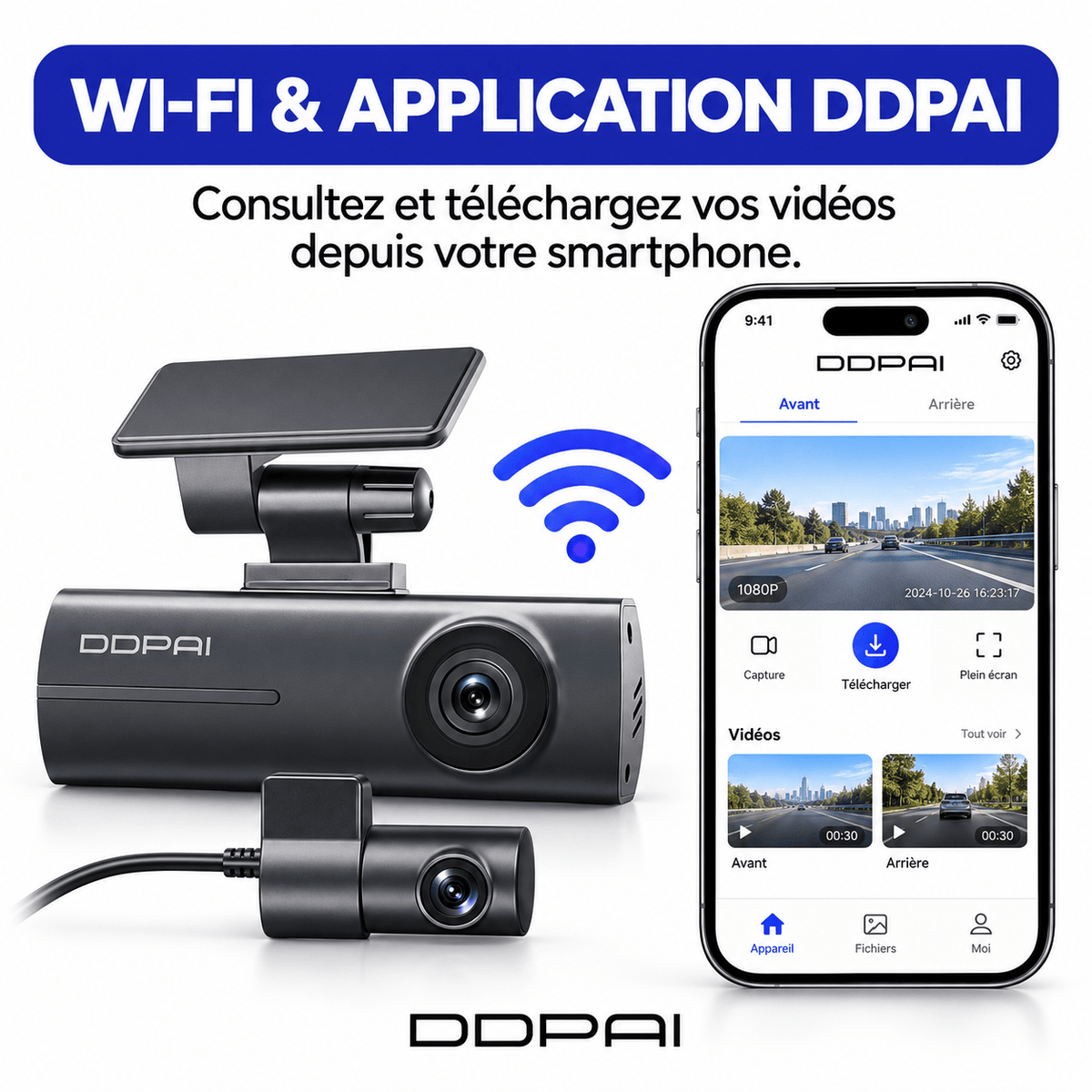 Vexaze Dashcam DDPAI N1 Dual 1296p – Avant et Arrière
