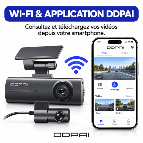 Vexaze Dashcam DDPAI N1 Dual 1296p – Avant et Arrière
