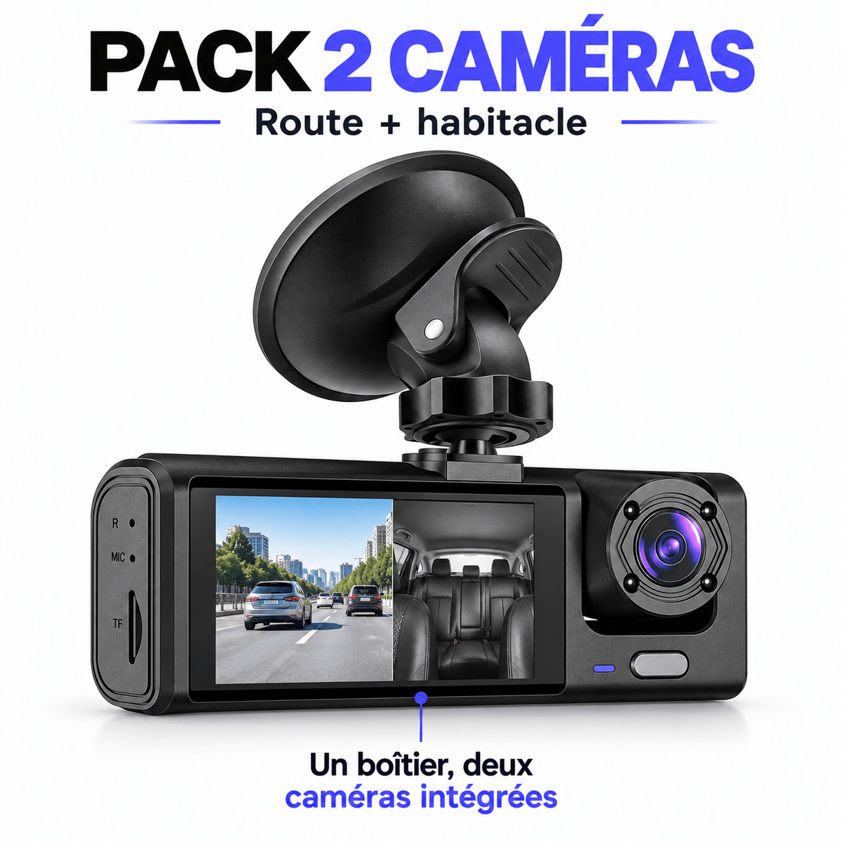Vexaze Dashcam Double Caméra – Route et Habitacle